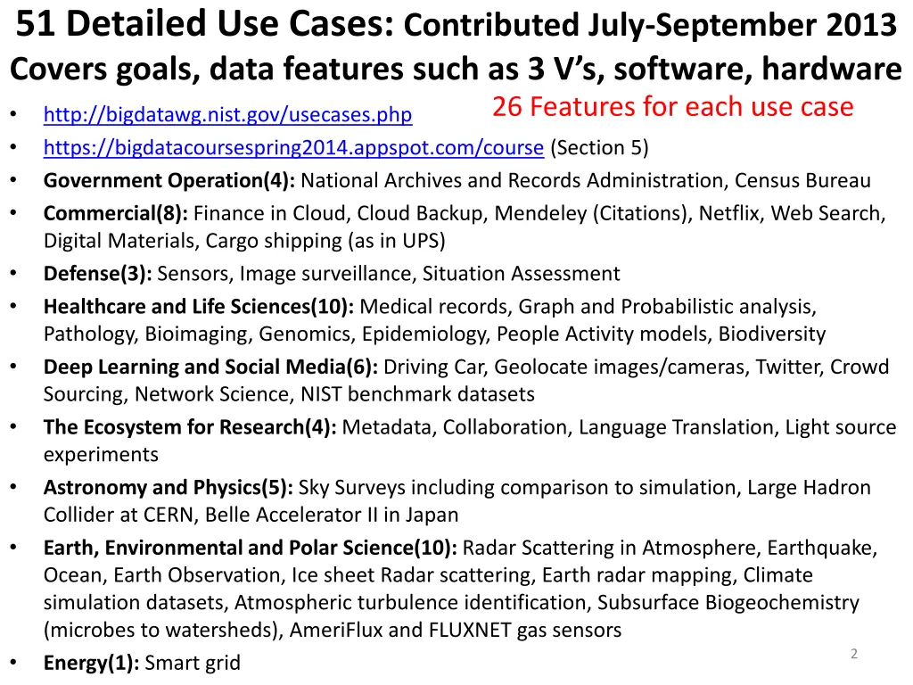 51 detailed use cases contributed july september