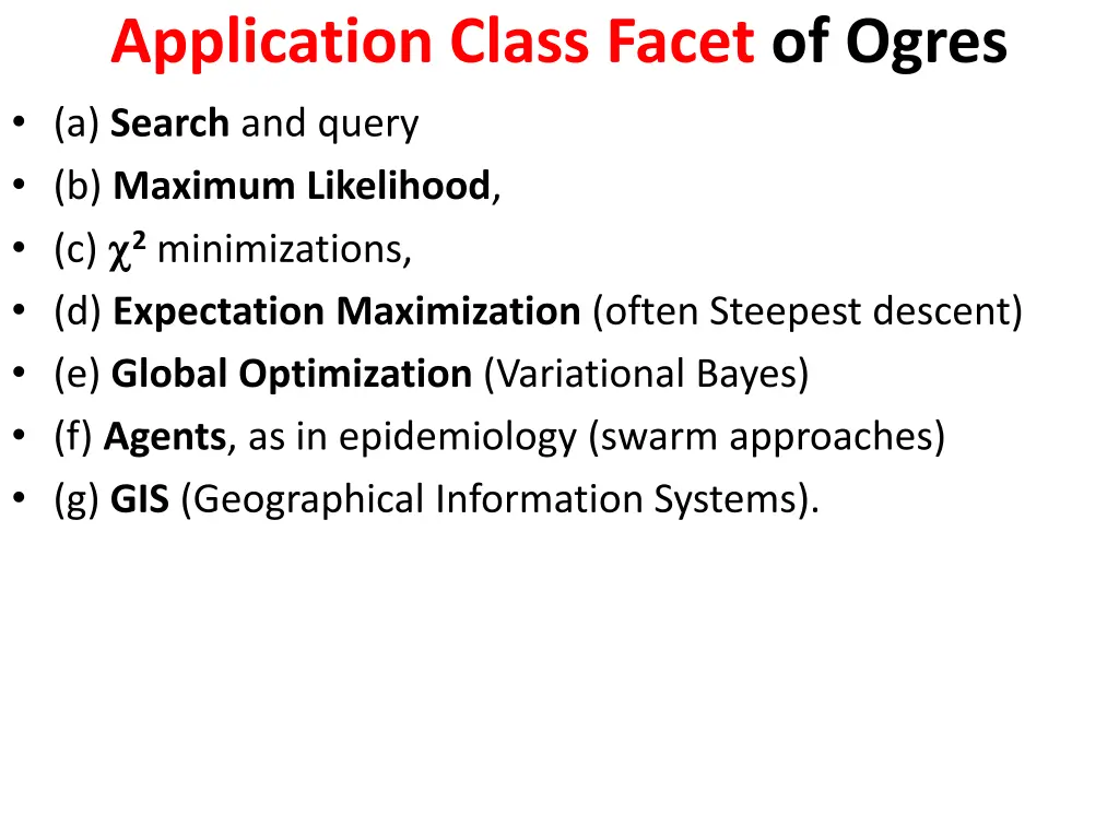 application class facet of ogres a search