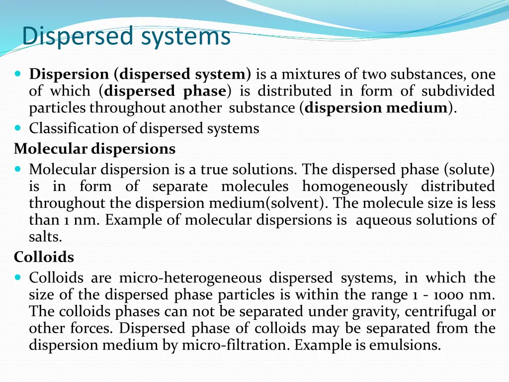 dispersed systems