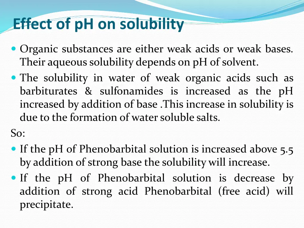 effect of ph on solubility