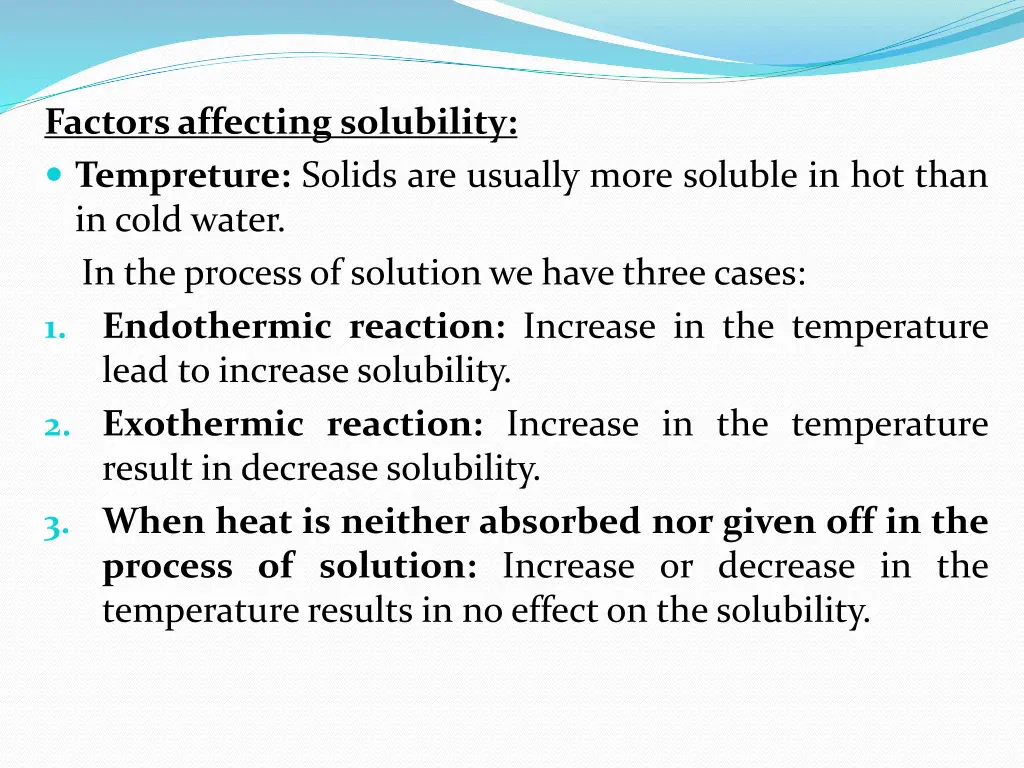 factors affecting solubility tempreture solids