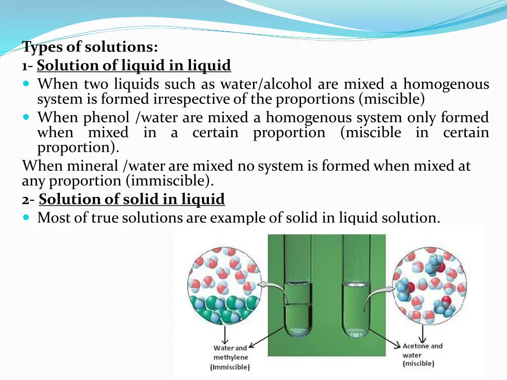 typesof solutions 1 solutionof liquid in liquid