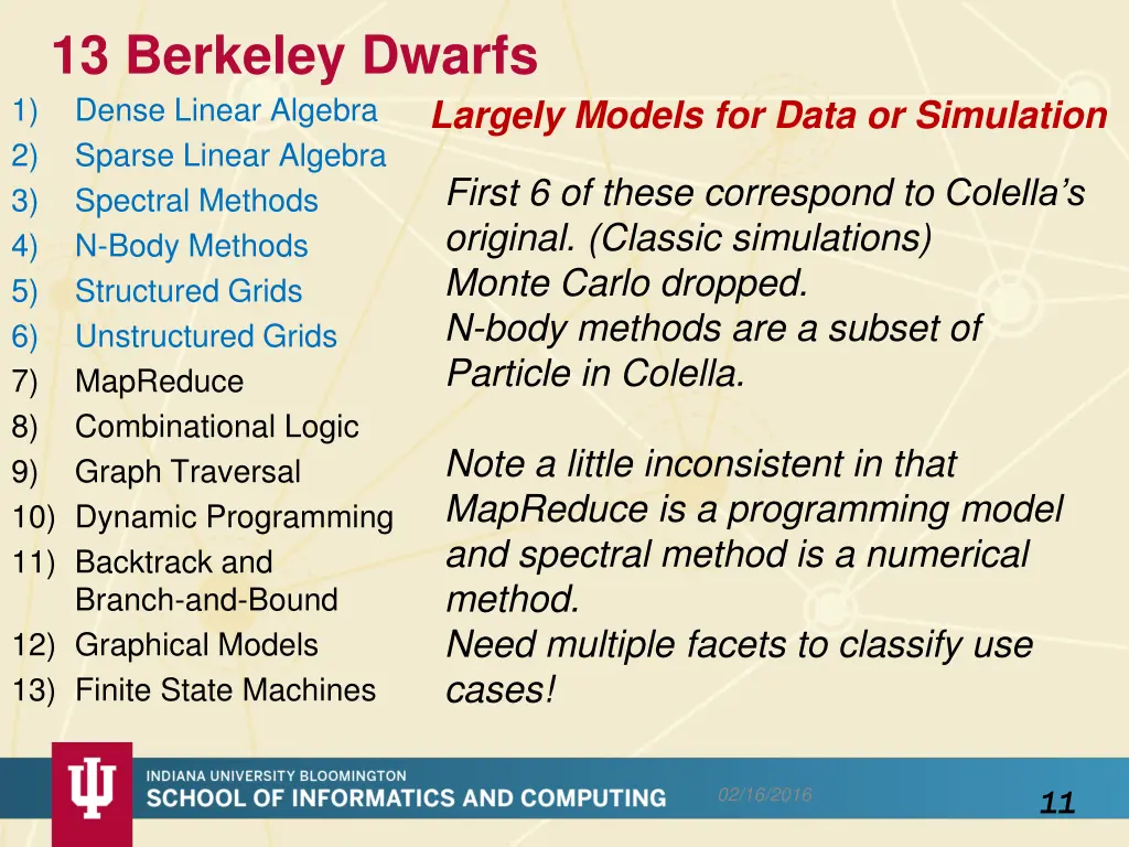 13 berkeley dwarfs dense linear algebra sparse