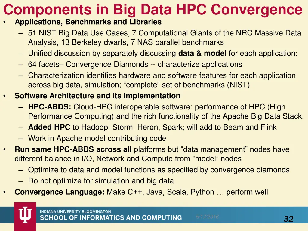 components in big data hpc convergence