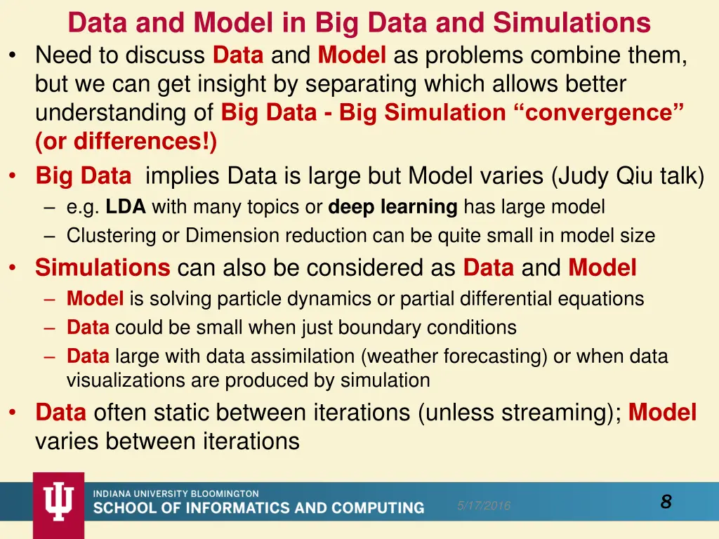 data and model in big data and simulations need