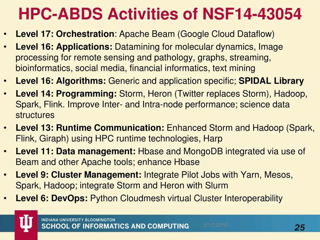 hpc abds activities of nsf14 43054