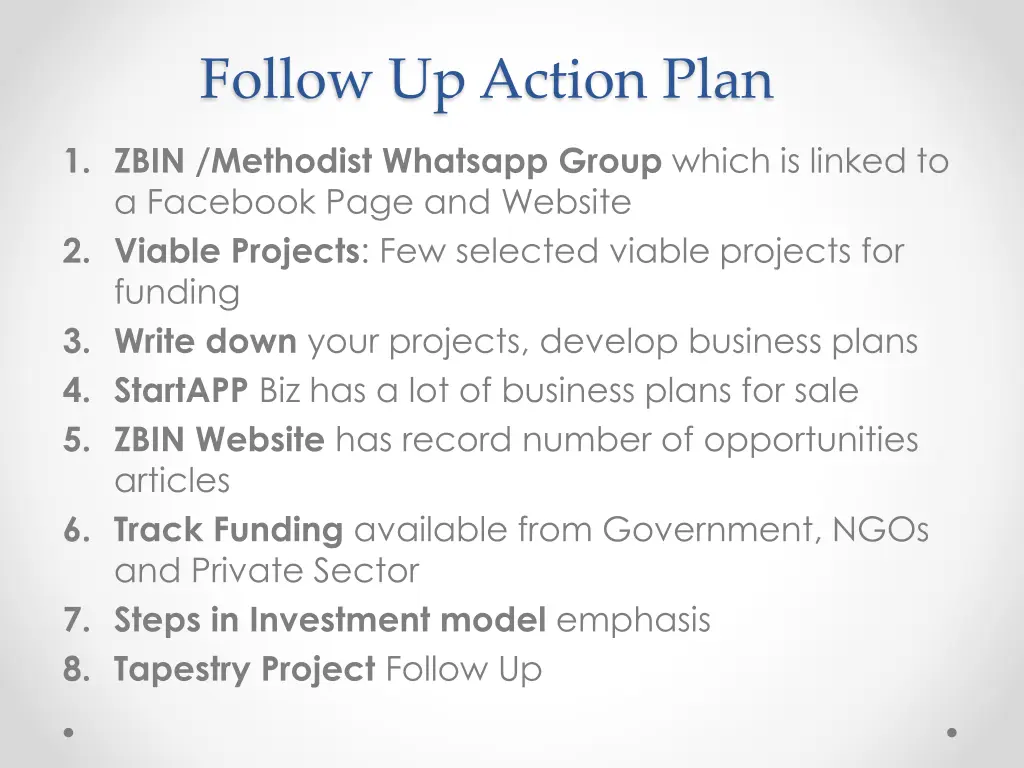 follow up action plan