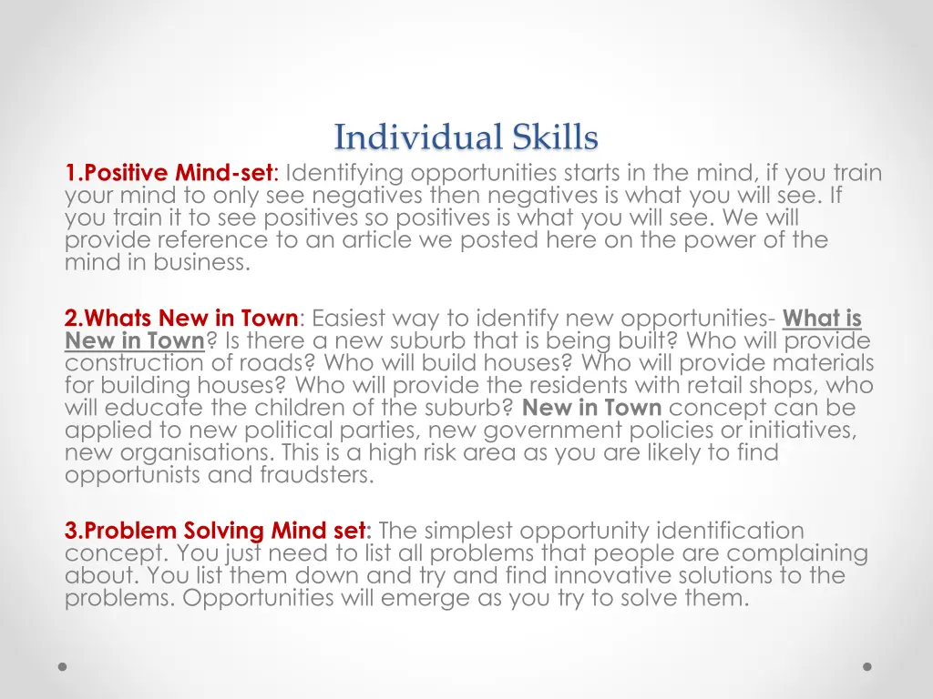 individual skills