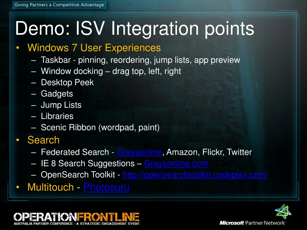 demo isv integration points windows 7 user