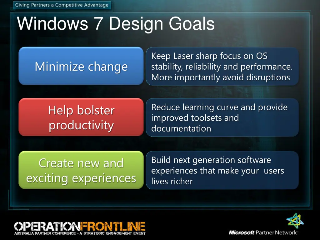 windows 7 design goals