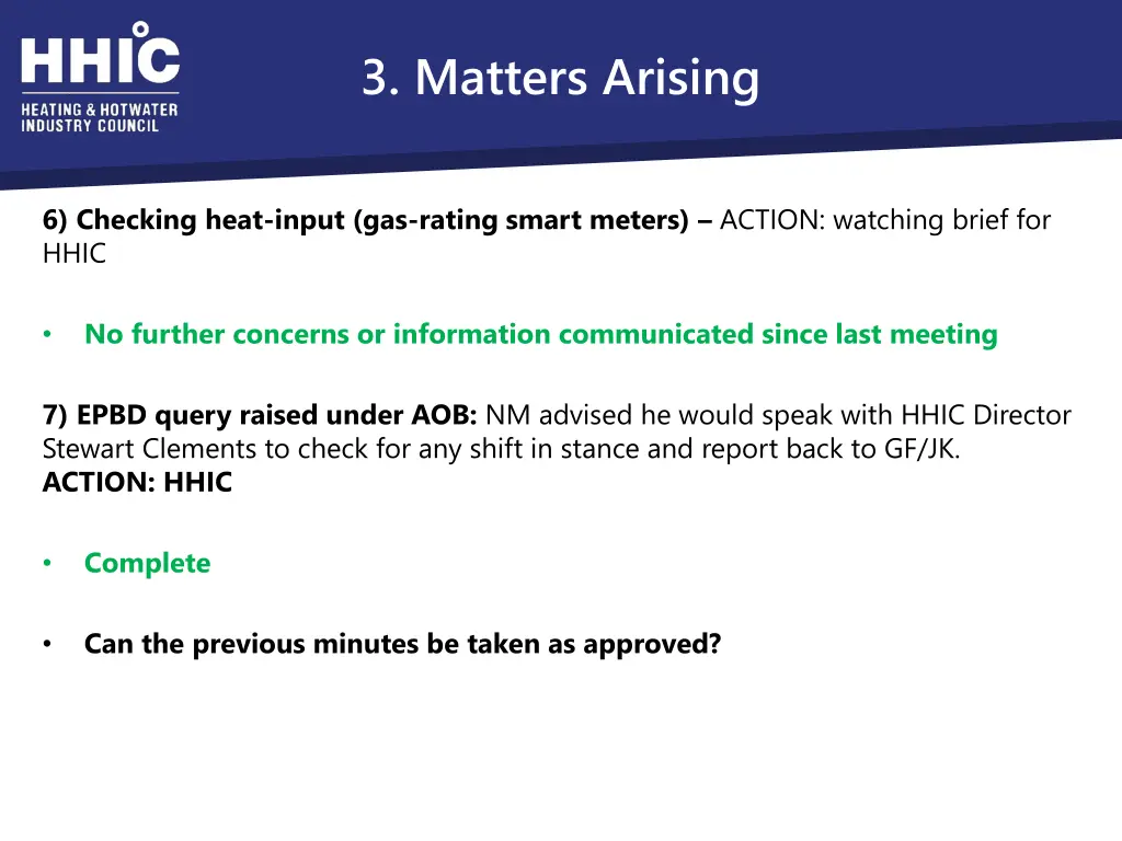 3 matters arising 2