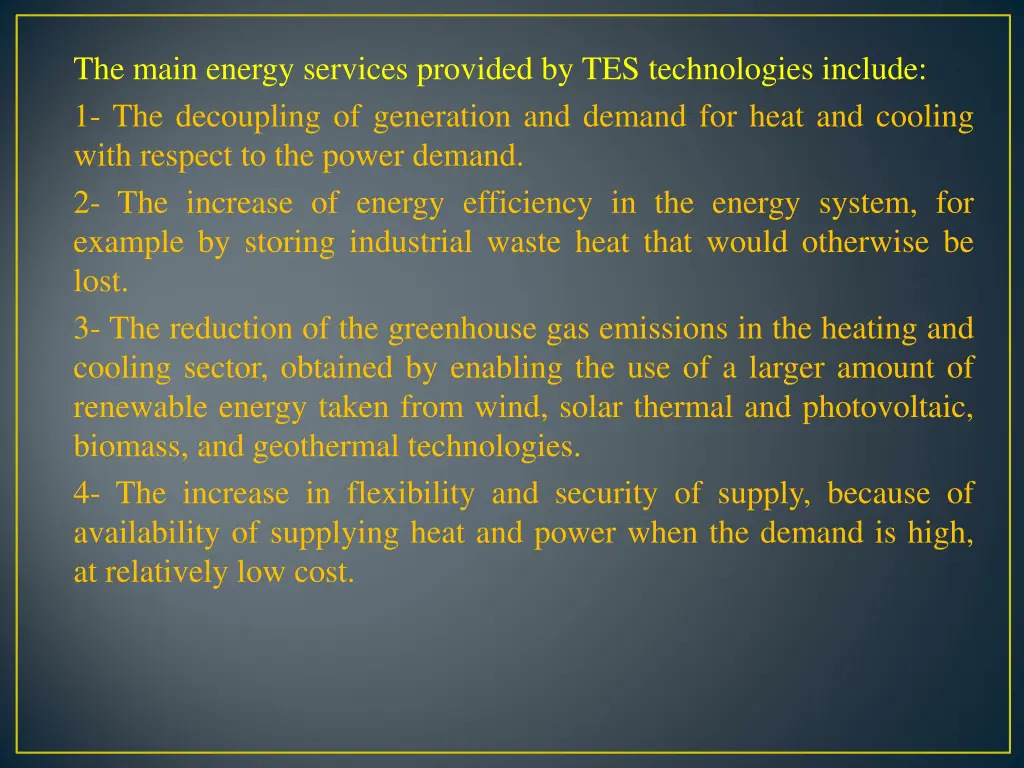 the main energy services provided