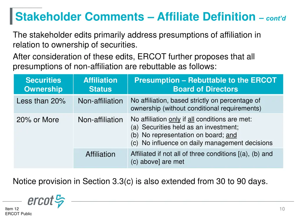 stakeholder comments affiliate definition cont d