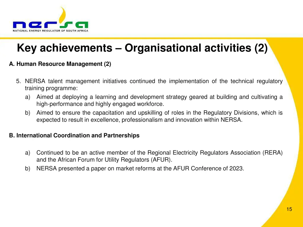 key achievements organisational activities 2