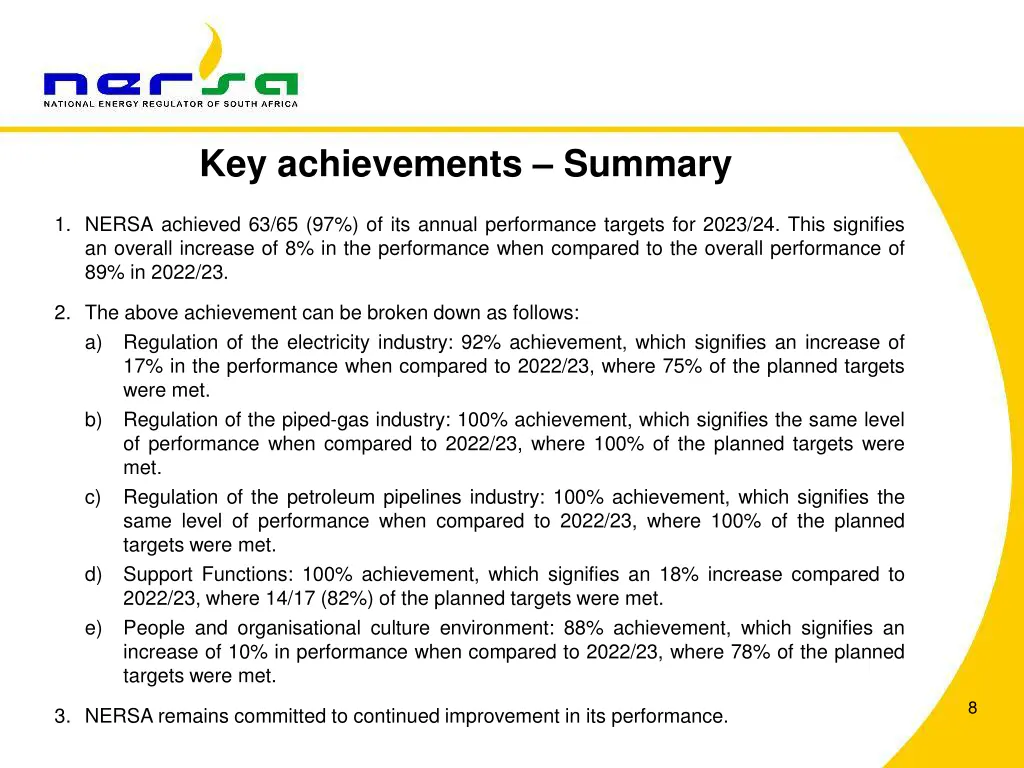 key achievements summary