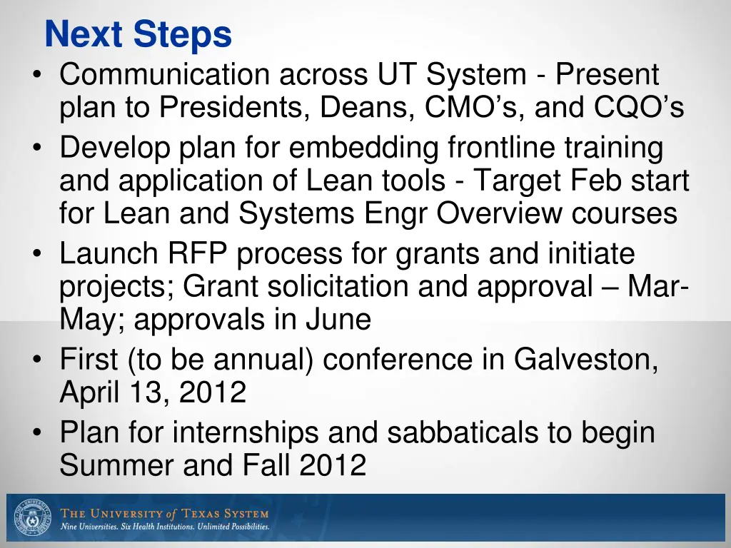 next steps communication across ut system present