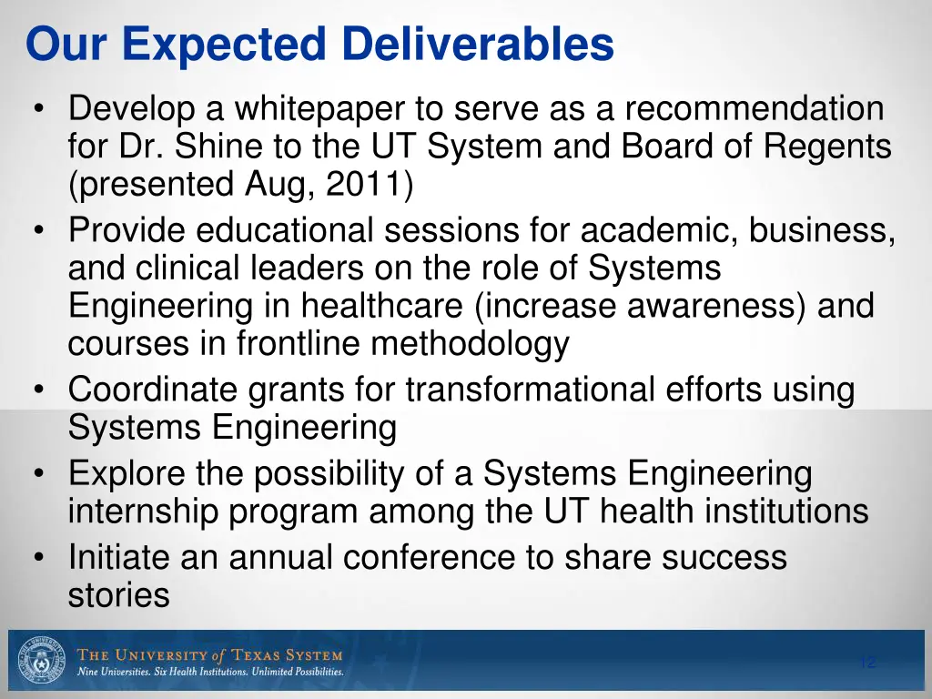 our expected deliverables develop a whitepaper