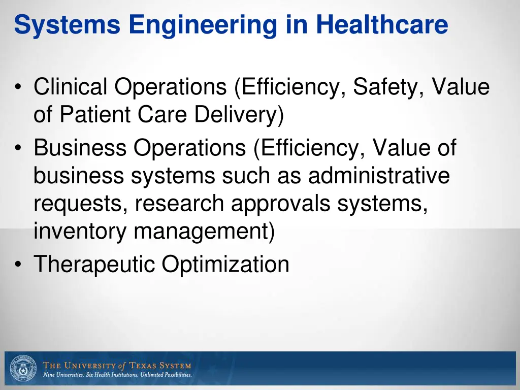 systems engineering in healthcare