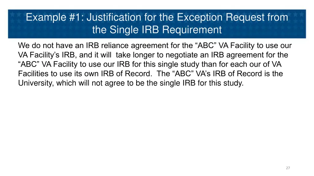 example 1 justification for the exception request