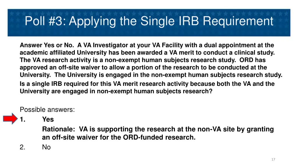 poll 3 applying the single irb requirement 1