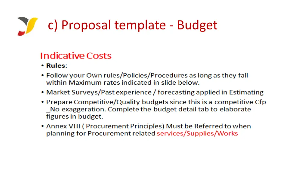 c proposal template budget 6