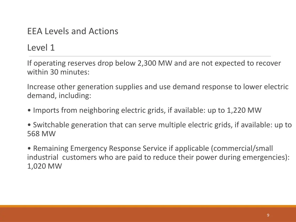 eea levels and actions