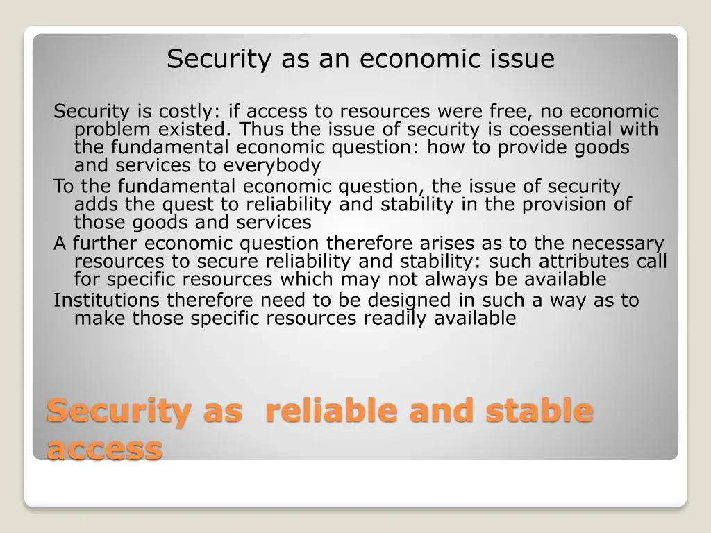 security as an economic issue