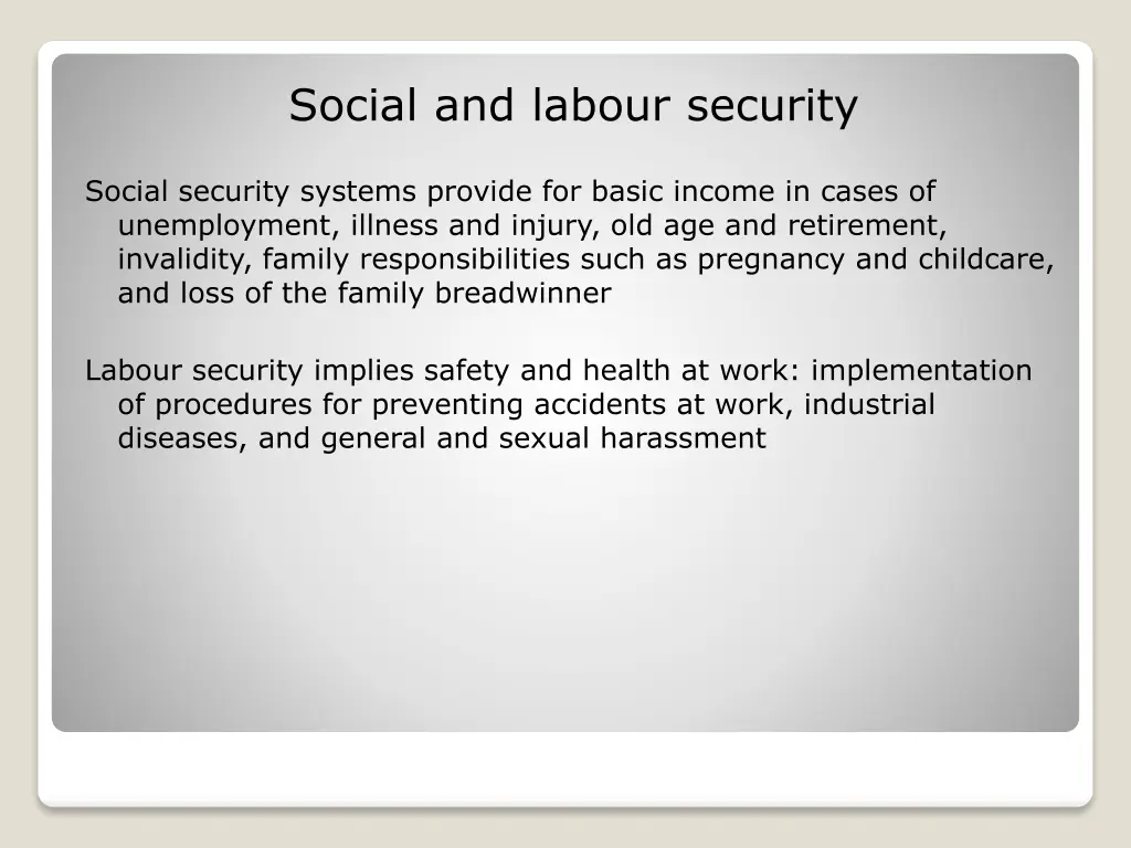 social and labour security