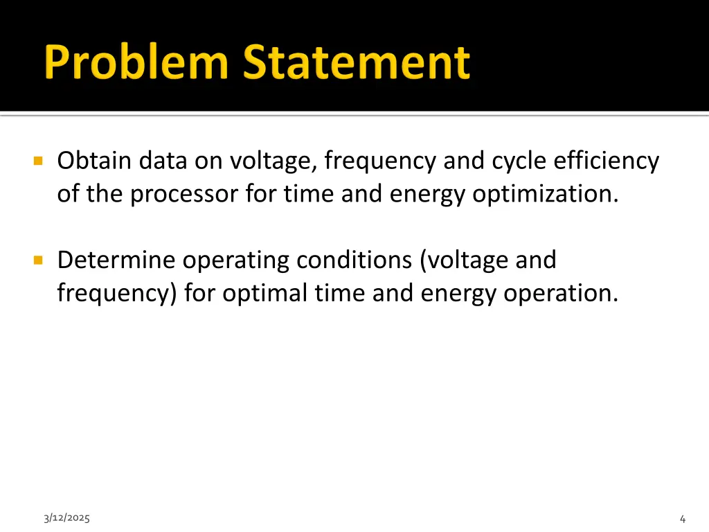 obtain data on voltage frequency and cycle