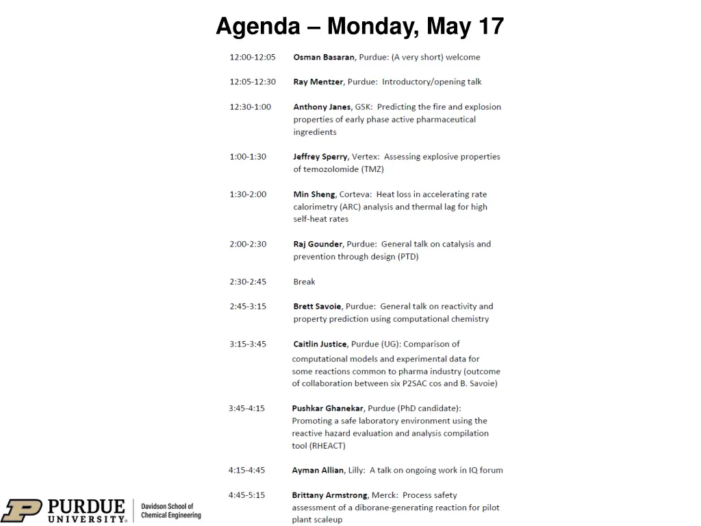 agenda monday may 17