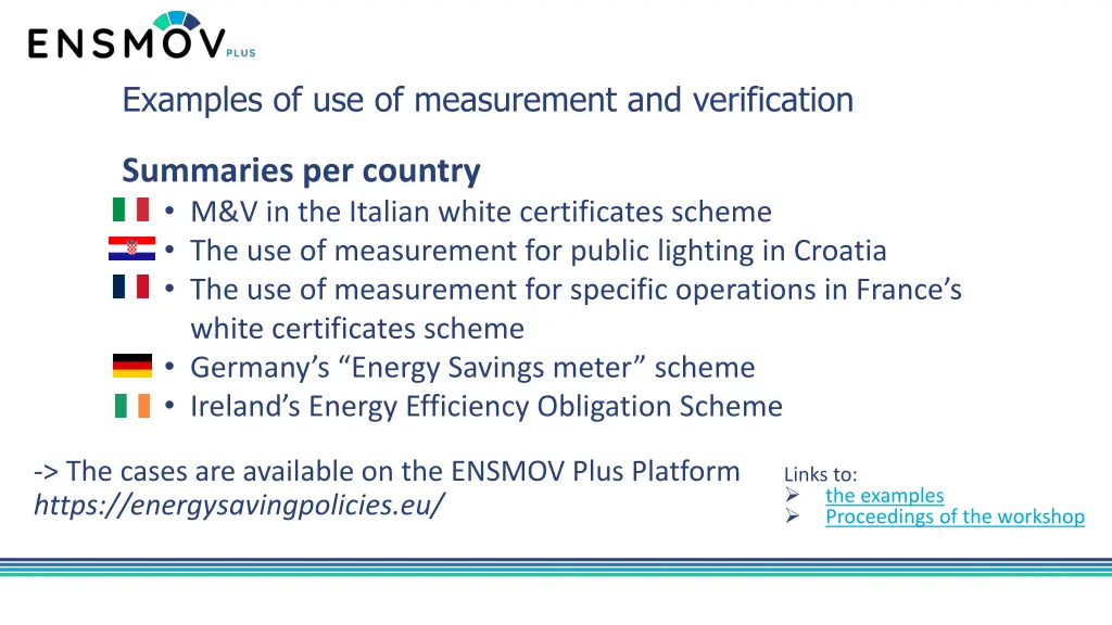 examples of use of measurement and verification