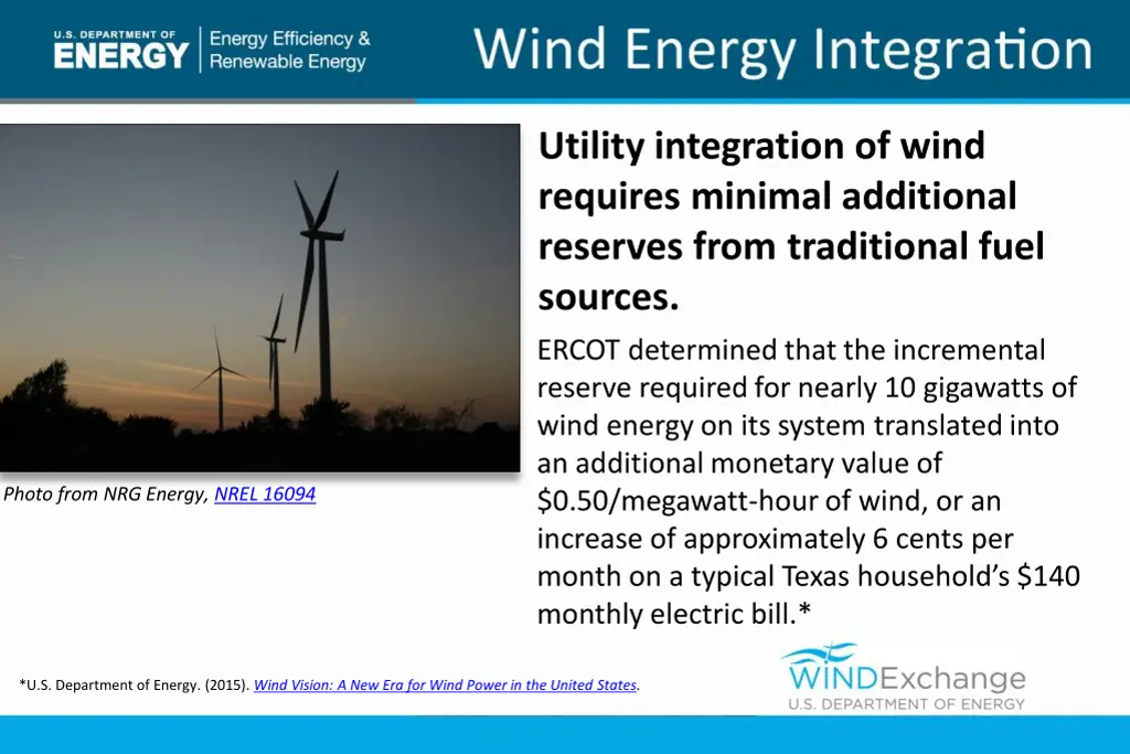 utility integration of wind requires minimal