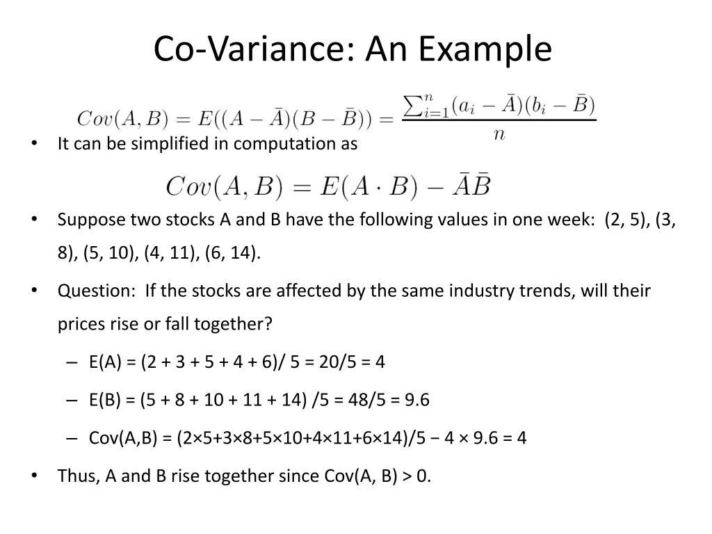 co variance an example