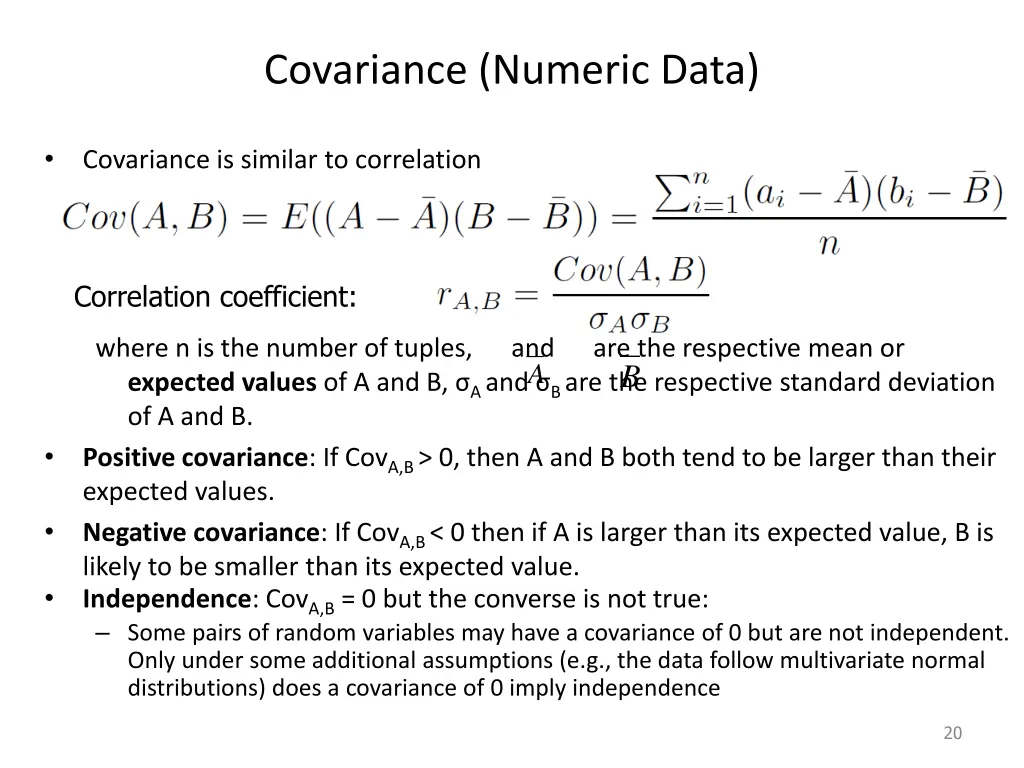 covariance numeric data