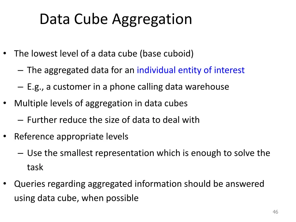 data cube aggregation