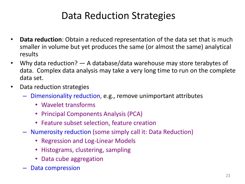 data reduction strategies