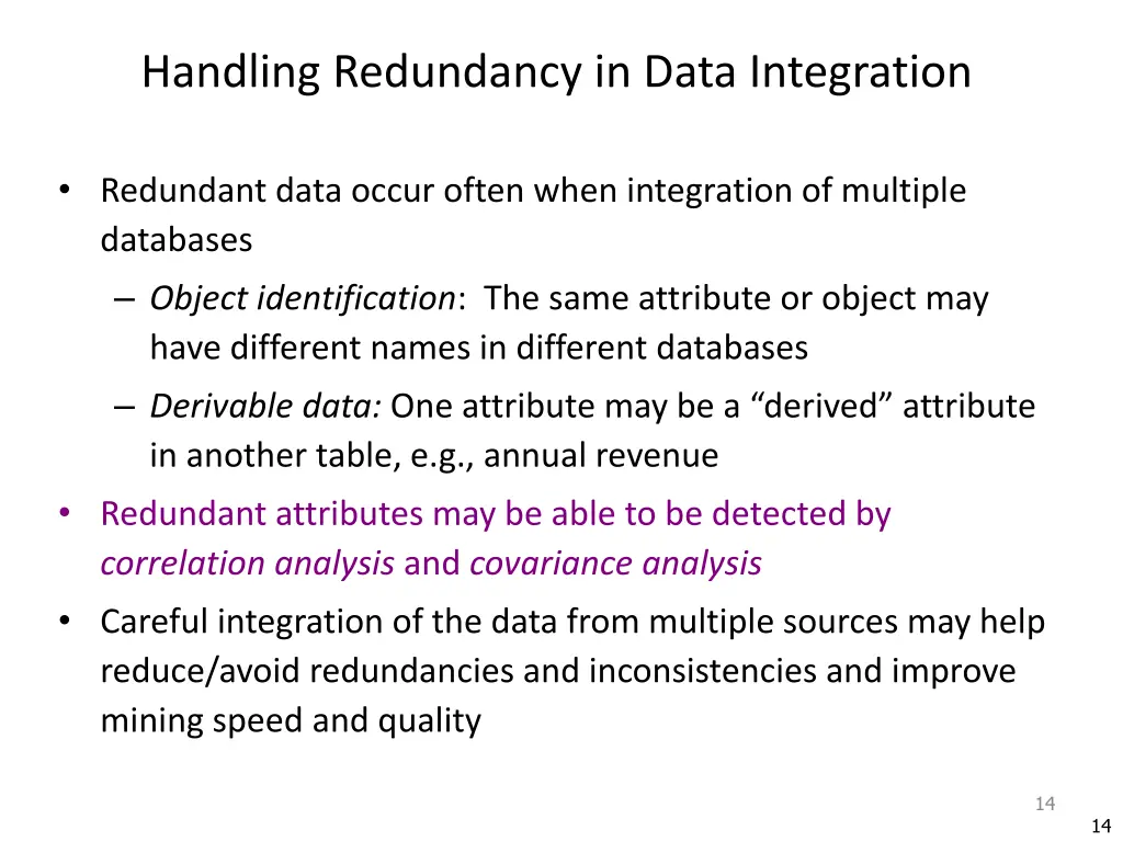 handling redundancy in data integration