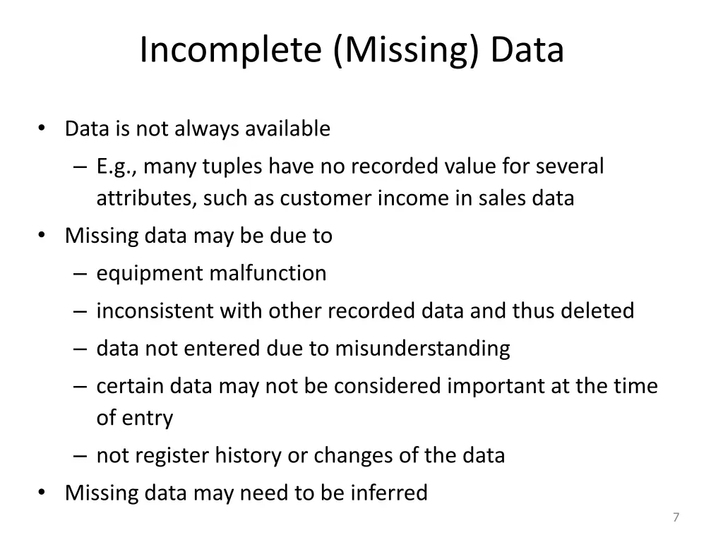 incomplete missing data