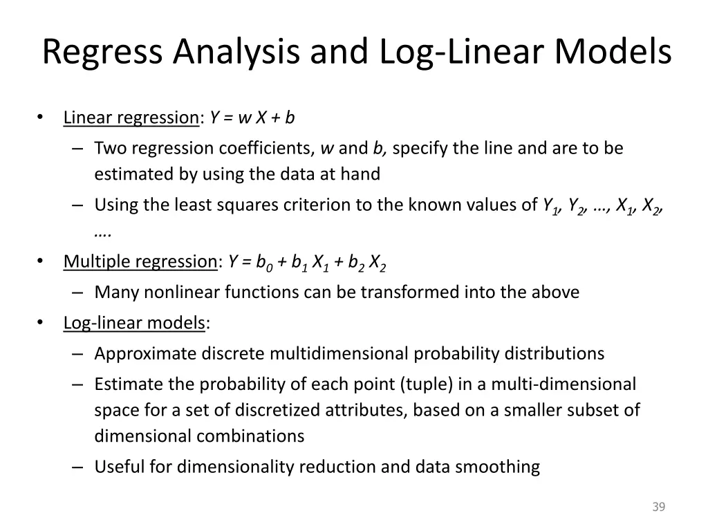regress analysis and log linear models