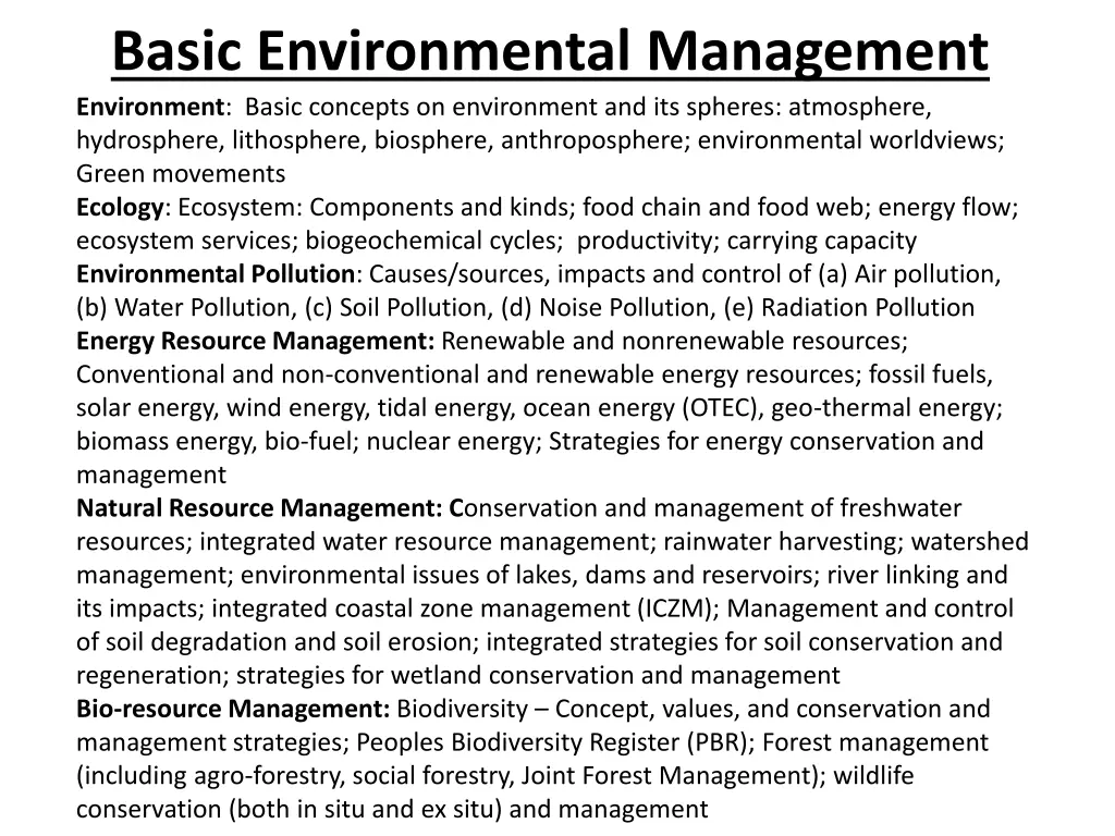 basic environmental management environment basic