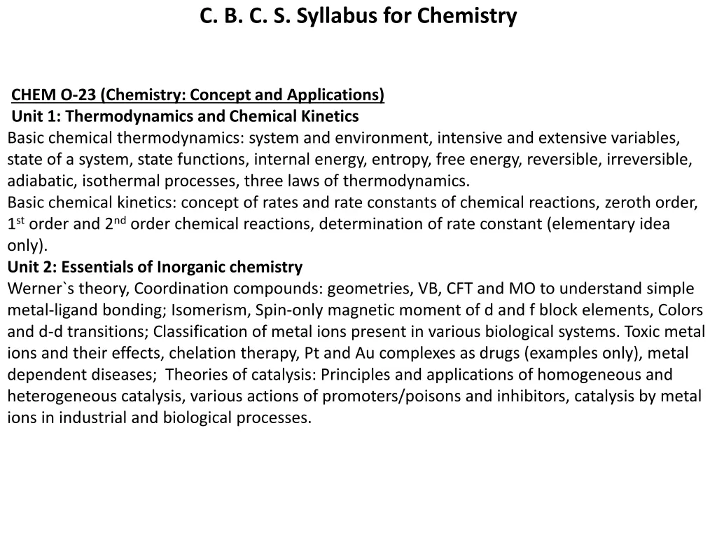 c b c s syllabus for chemistry