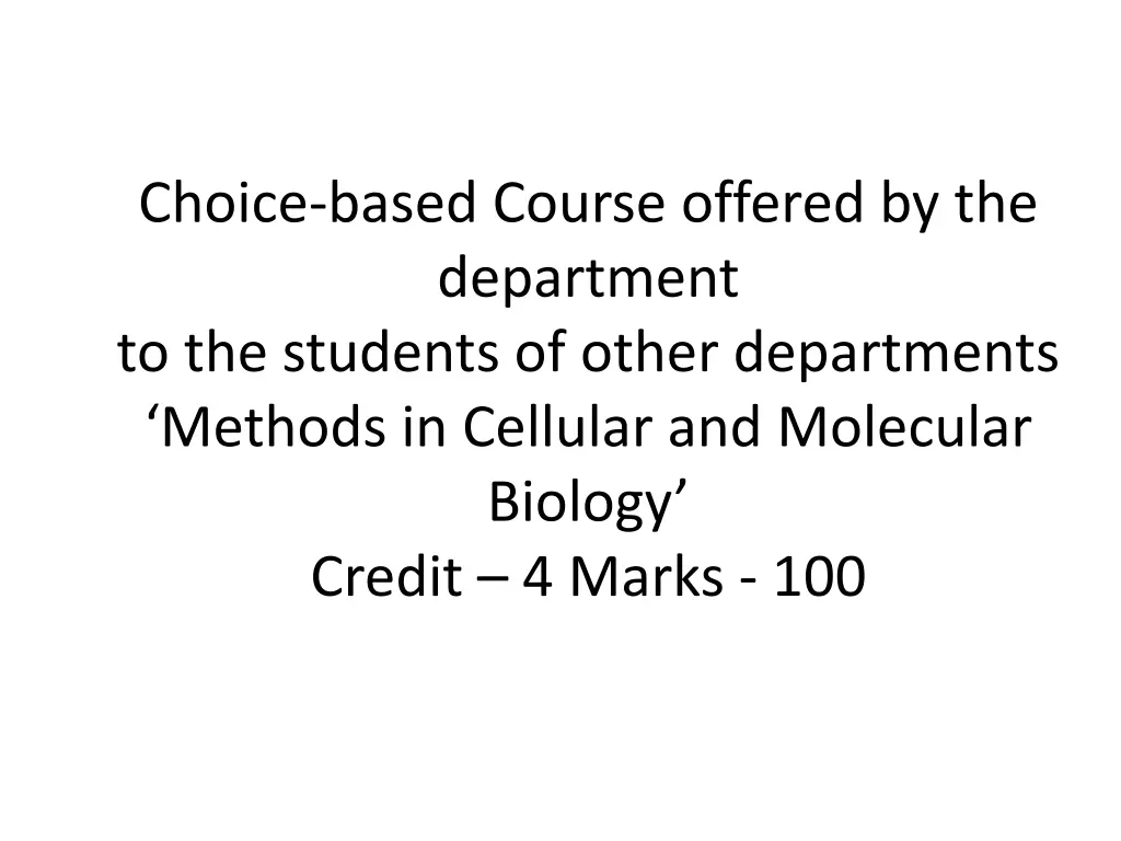 choice based course offered by the department