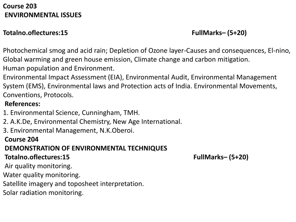 course 203 environmental issues