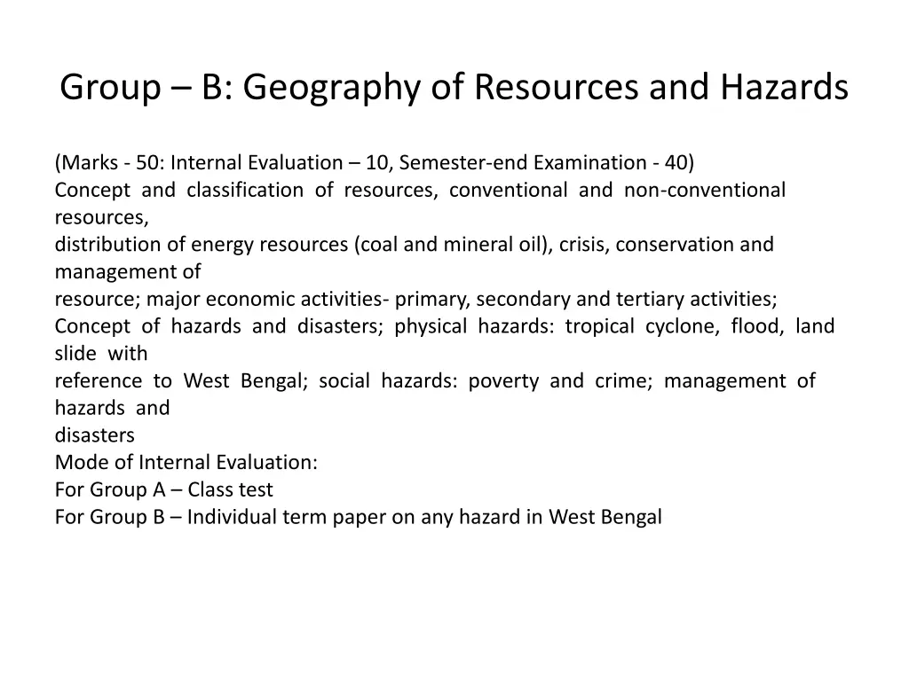 group b geography of resources and hazards