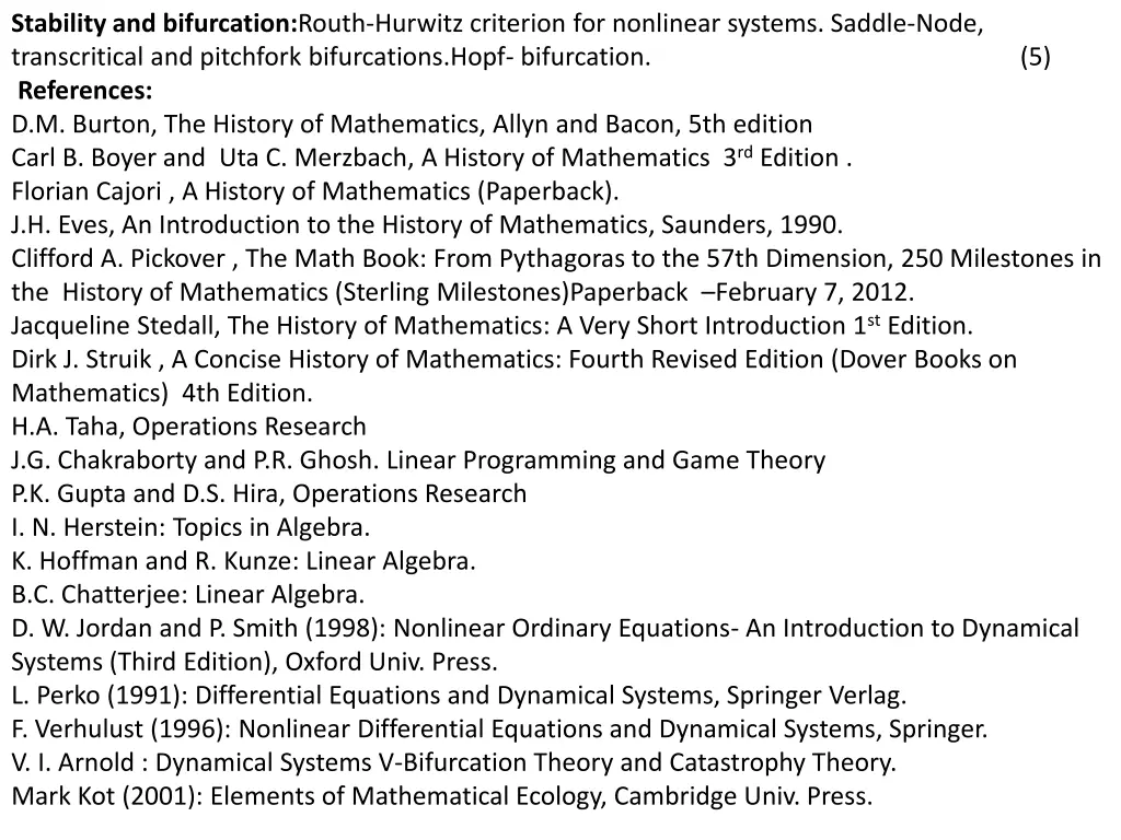 stability and bifurcation routh hurwitz criterion