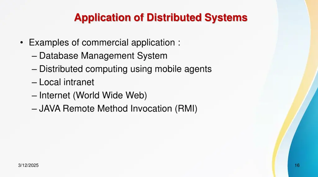application of distributed systems