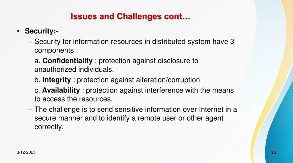 issues and challenges cont 2