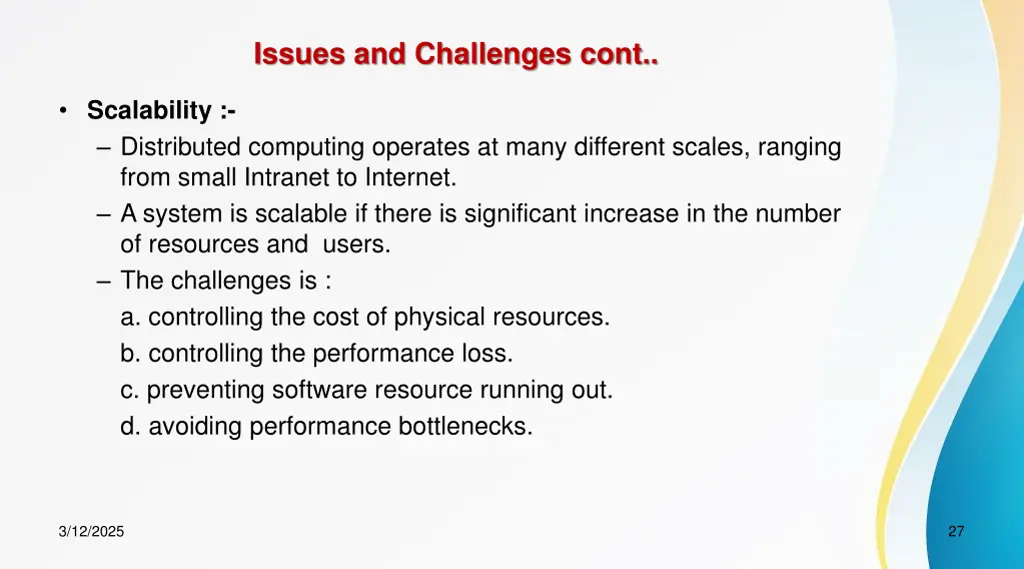 issues and challenges cont 3