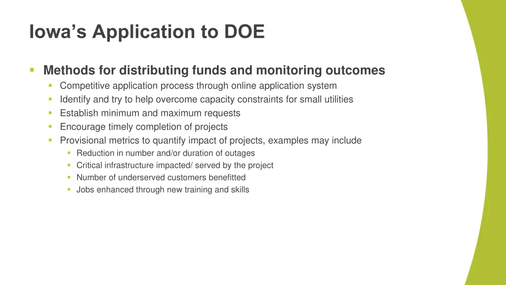 iowa s application to doe 1