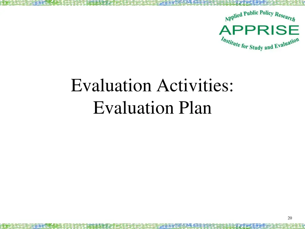 evaluation activities evaluation plan